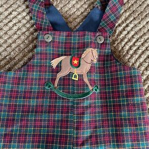 Plaid Kids One Piece with Rocking Horse Design